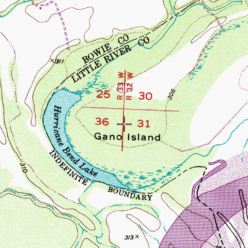 Topographic Map of Gano Island, AR