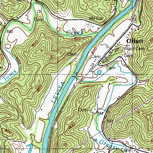 Topographic Map of Greasy Creek, KY