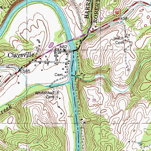 Topographic Map of Greasy Creek, KY