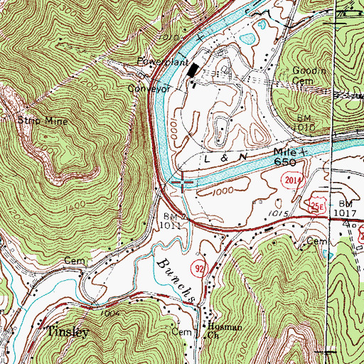 Topographic Map of Greasy Creek, KY
