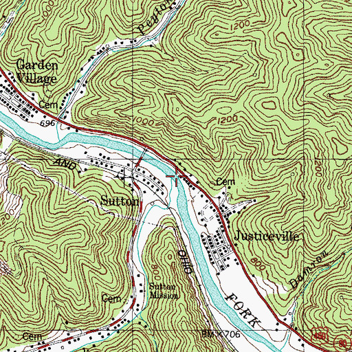 Topographic Map of Greasy Creek, KY
