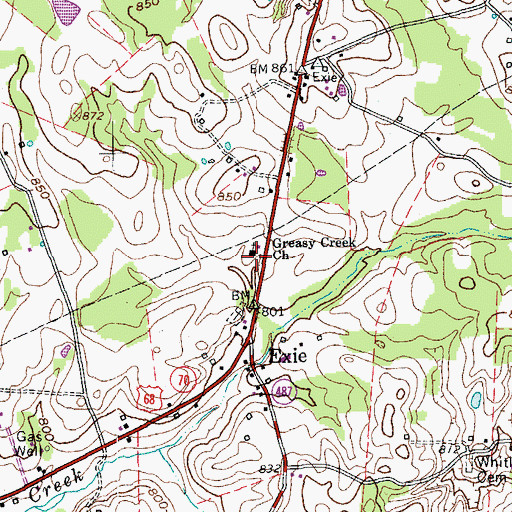 Topographic Map of Greasy Creek Church, KY