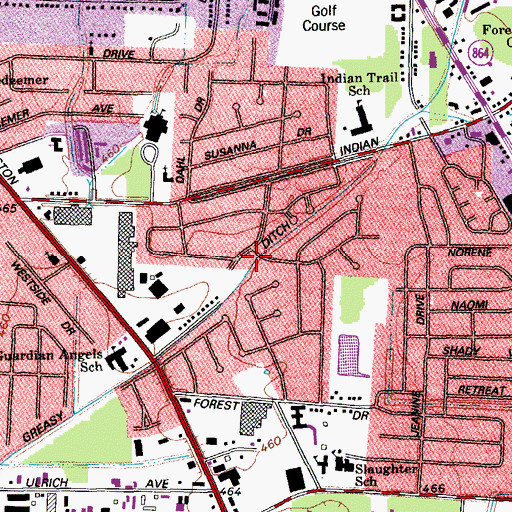 Topographic Map of Greasy Ditch, KY