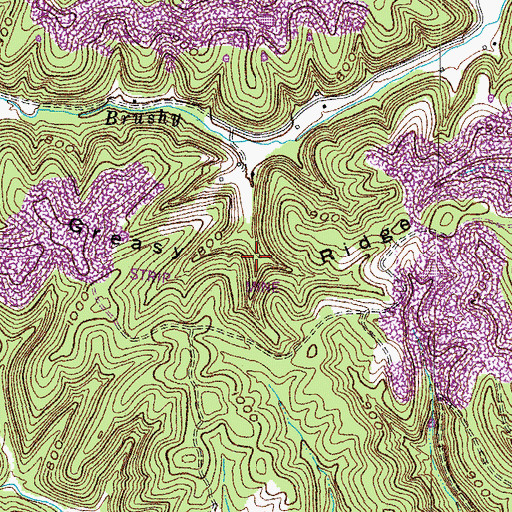 Topographic Map of Greasy Ridge, KY