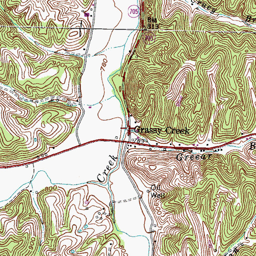 Topographic Map of Greear Branch, KY