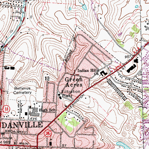 Topographic Map of Green Acres, KY