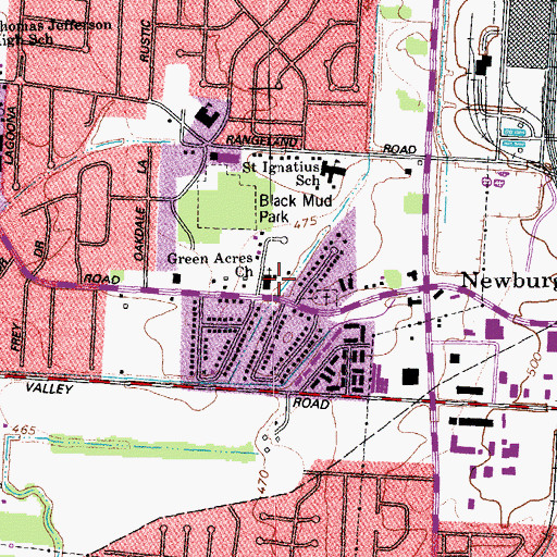 Topographic Map of Green Acres Church, KY