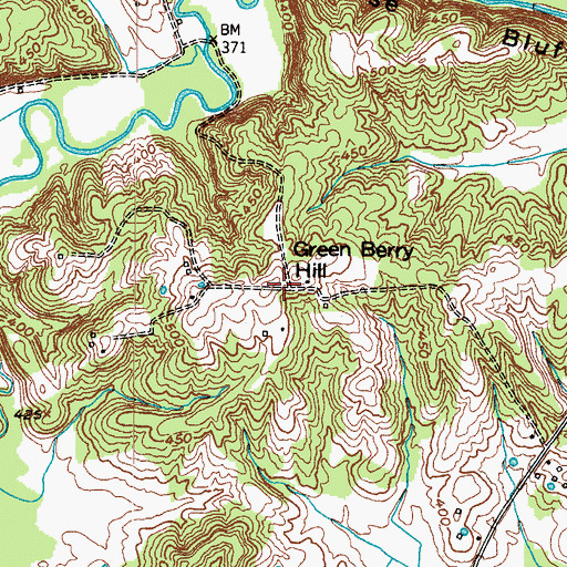 Topographic Map of Green Berry Hill, KY