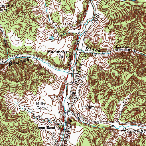 Topographic Map of Green Branch, KY