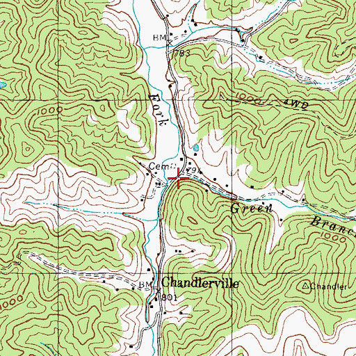 Topographic Map of Green Branch, KY