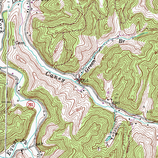 Topographic Map of Green Branch, KY