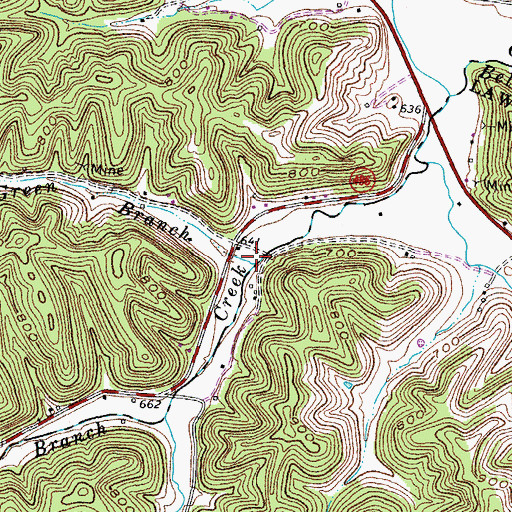 Topographic Map of Green Branch, KY