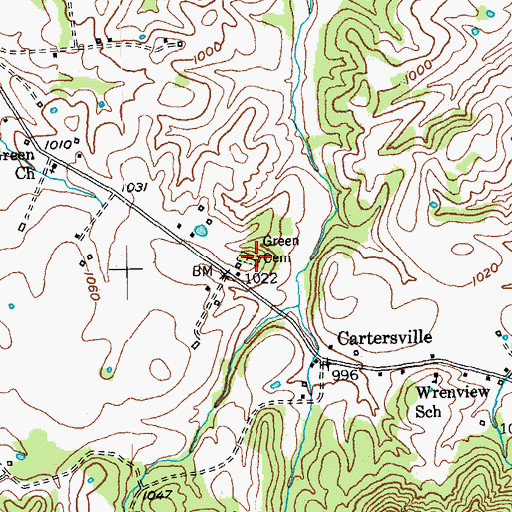 Topographic Map of Green Cemetery, KY