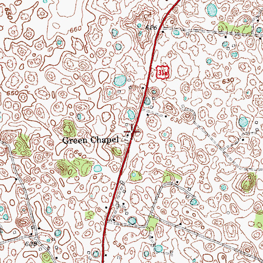 Topographic Map of Green Chapel, KY