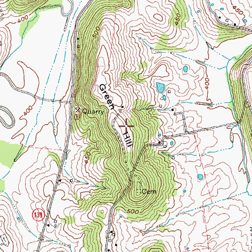 Topographic Map of Green Hill, KY