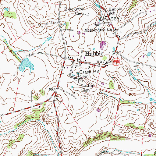 Topographic Map of Green Hill Cemetery, KY