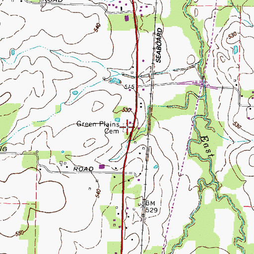 Topographic Map of Green Plains Cemetery, KY