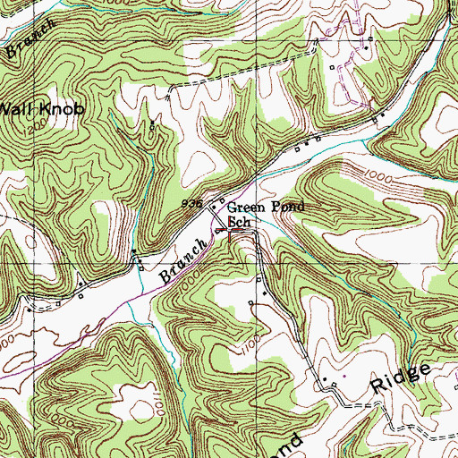 Topographic Map of Green Pond School, KY