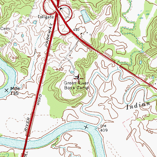 Topographic Map of Green River Boys Camp, KY