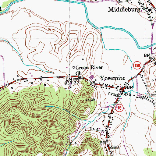 Topographic Map of Green River Christian Church, KY