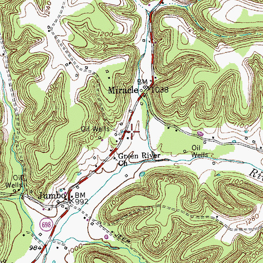 Topographic Map of Green River Church, KY