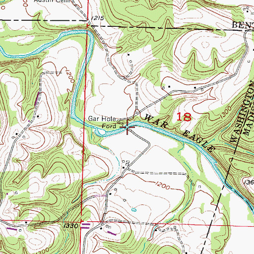 Topographic Map of Gar Hole Ford, AR
