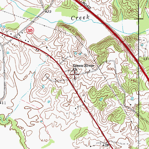 Topographic Map of Green River Church, KY