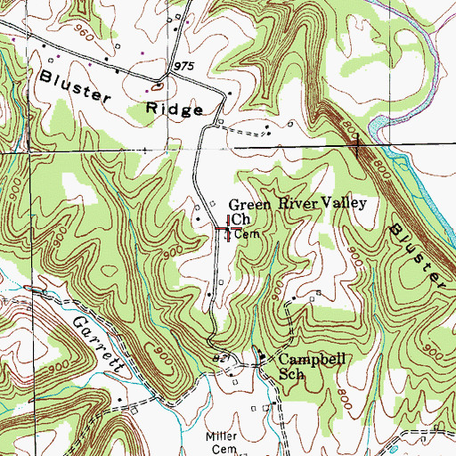 Topographic Map of Green River Valley Seperate Baptist Church, KY