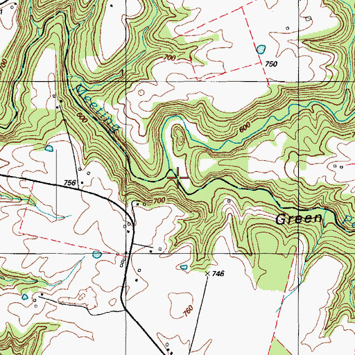 Topographic Map of Green Rock Hollow, KY