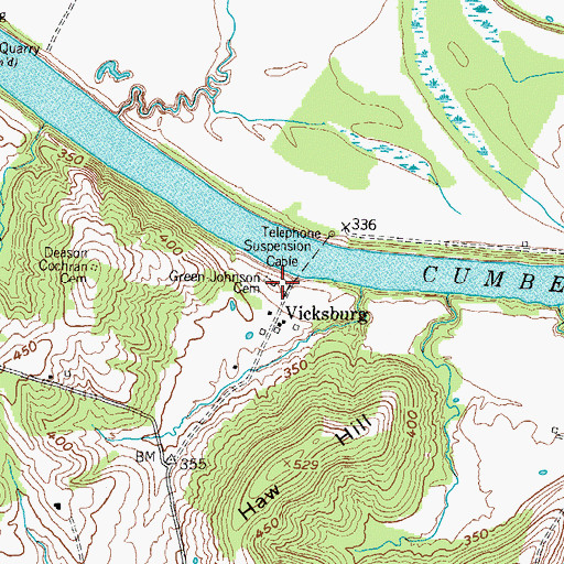 Topographic Map of Green-Johnson Cemetery, KY