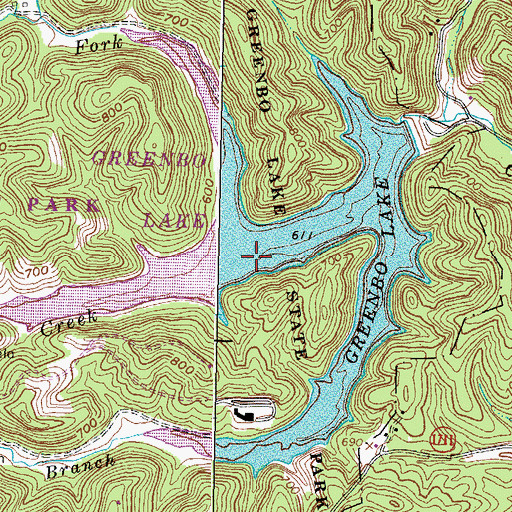 Topographic Map of Greenbo Lake, KY