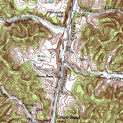 Topographic Map of Greenbriar Branch, KY