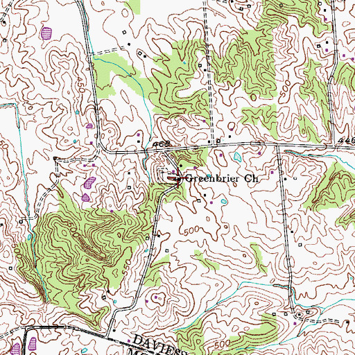 Topographic Map of Greenbrier Church, KY
