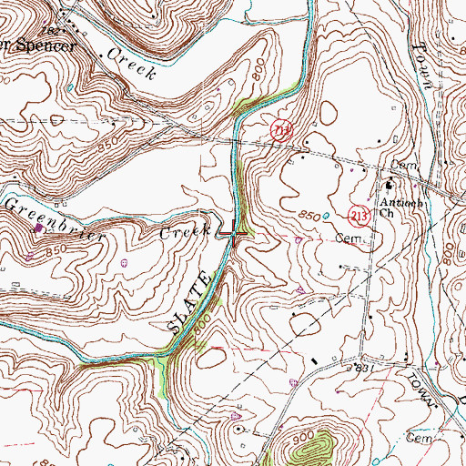 Topographic Map of Greenbrier Creek, KY