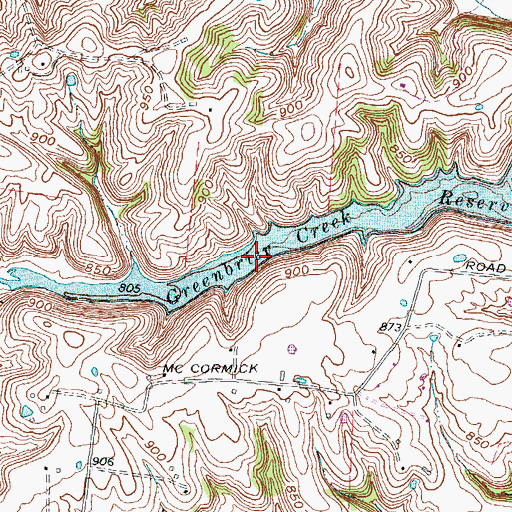 Topographic Map of Greenbrier Creek Reservoir, KY