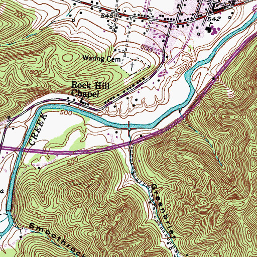 Topographic Map of Greenbrier Hollow, KY