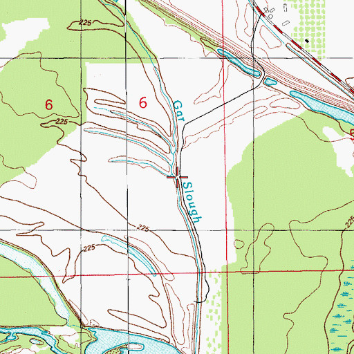 Topographic Map of Gar Slough, AR