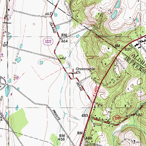 Topographic Map of Greencastle Baptist Church, KY