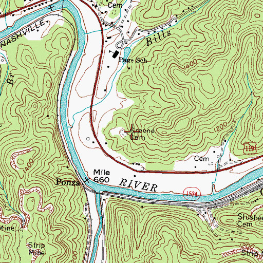 Topographic Map of Greene Cemetery, KY