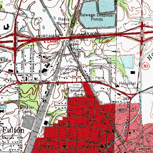 Topographic Map of Greenlea Cemetery, KY