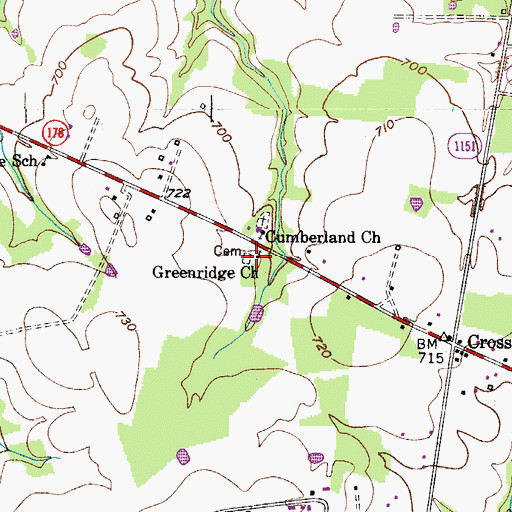 Topographic Map of Greenridge Church, KY