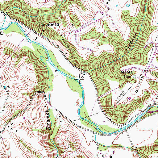 Topographic Map of Greens Branch, KY