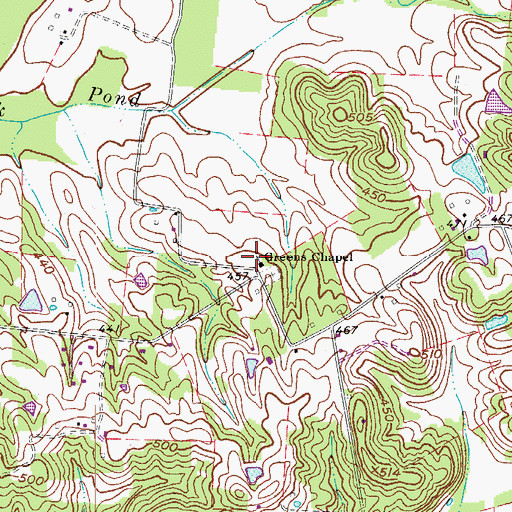 Topographic Map of Greens Chapel, KY