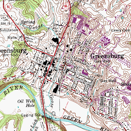 Topographic Map of Greensburg, KY