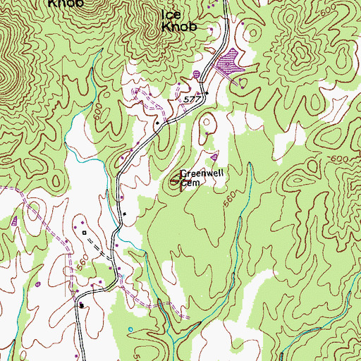 Topographic Map of Greenwell Cemetery, KY