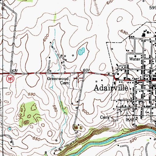 Topographic Map of Greenwood Cemetery, KY
