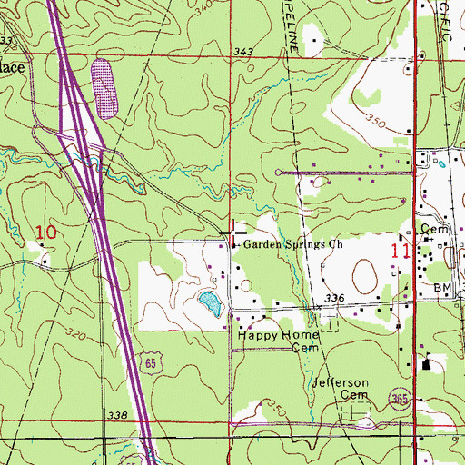 Topographic Map of Garden Springs Church, AR