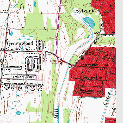 Topographic Map of Greenwood Church, KY