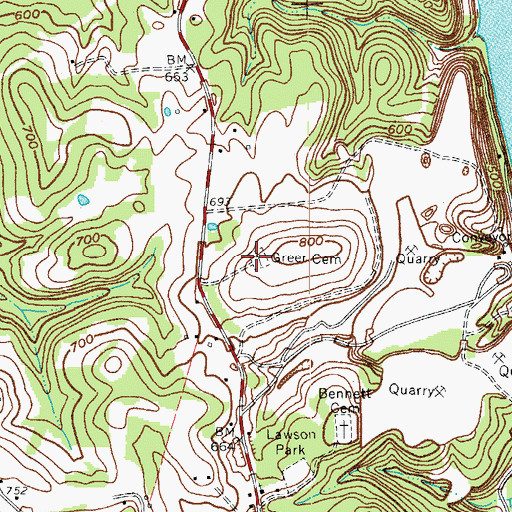 Topographic Map of Greer Cemetery, KY
