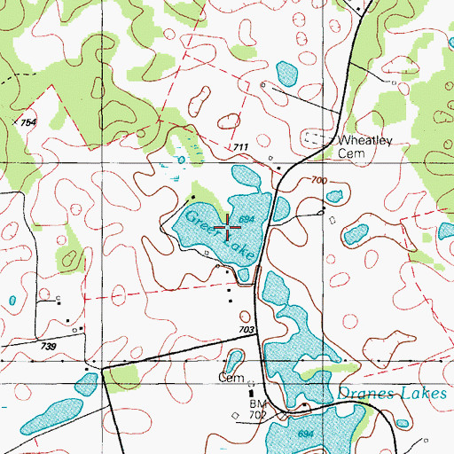 Topographic Map of Greer Lake, KY